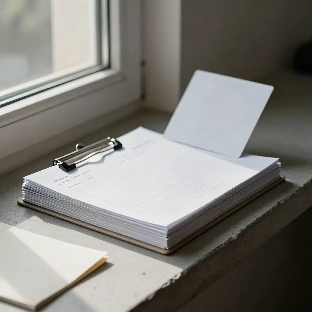 Lead gen audit kit with silver tabs and checklist board by a window
